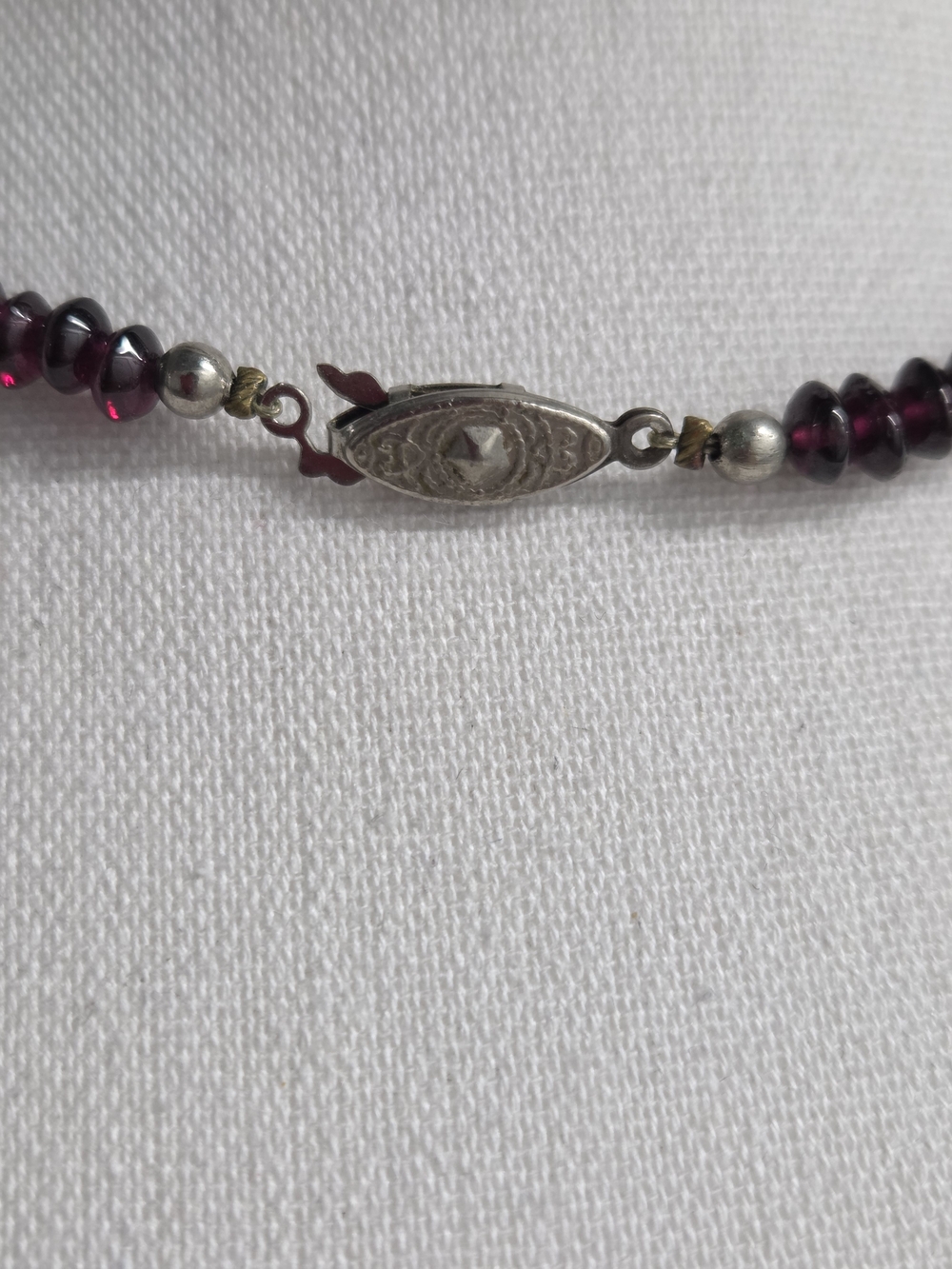 Handcrafted Garnet Bead Locket Necklace Silver Pendant Fairycore Boho - Picture 6 of 6